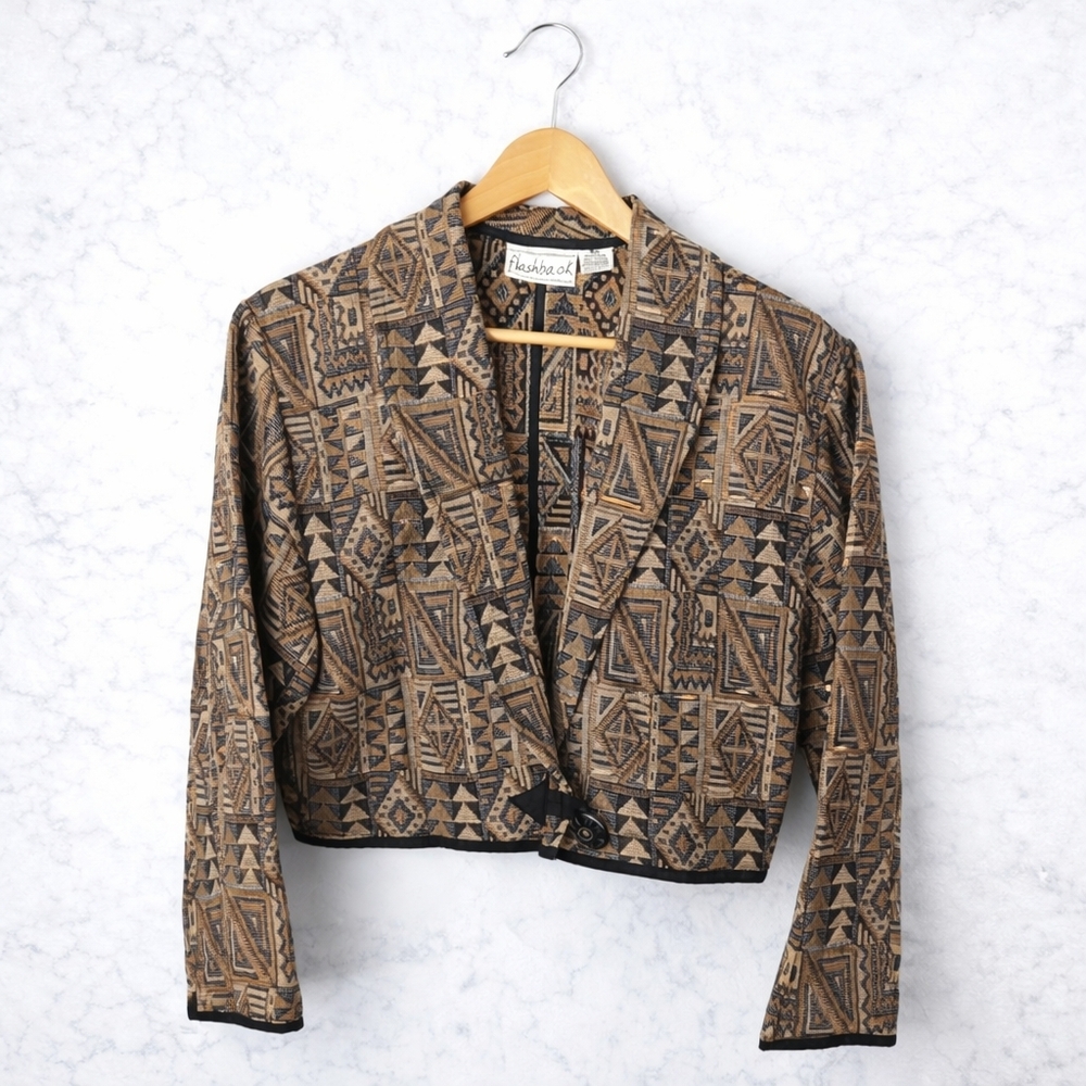 ✨ Flashback Vintage Aztec Cropped Jacket (Medium) ✨ BOHO